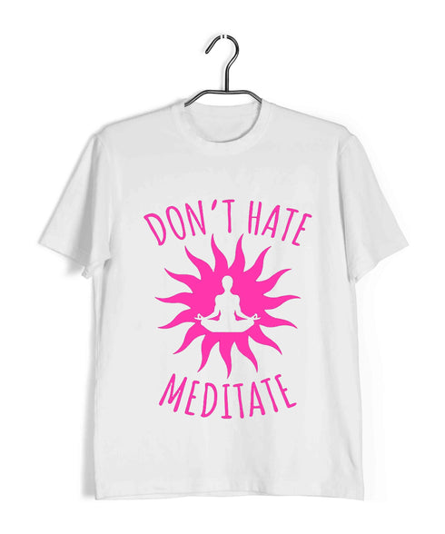 Yoga No Hate, Only Meditate Sports Fitness Casual Graphic Printed T-Shirt for Men